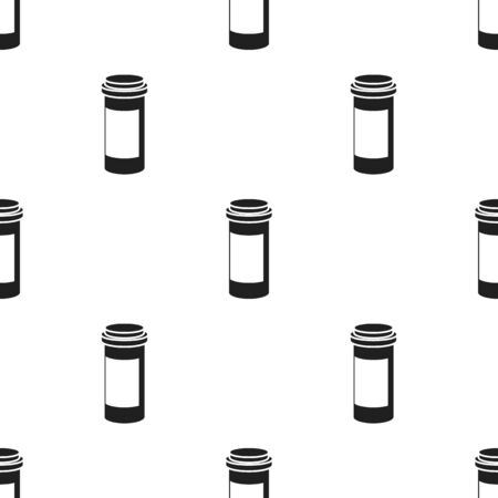 Prescription bottle icon in black style isolated on white background. Medicine and hospital pattern stock vector illustration.のイラスト素材