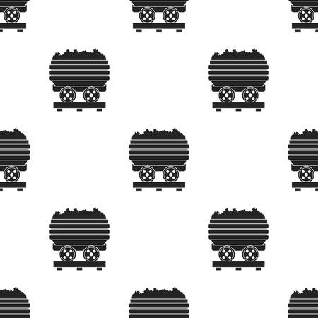 Minecart icon in black style isolated on white background. Mine pattern stock vector illustration.のイラスト素材
