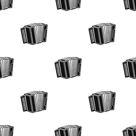 Accordion icon in black style isolated on white background. Oktoberfest pattern stock vector illustration.のイラスト素材