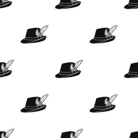 Tyrolean hat icon in black style isolated on white background. Oktoberfest pattern stock vector illustration.のイラスト素材