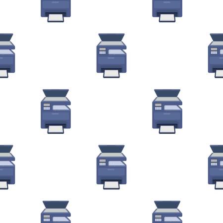 Multi-function printer in cartoon style isolated on white background. Typography pattern stock vector illustration.のイラスト素材