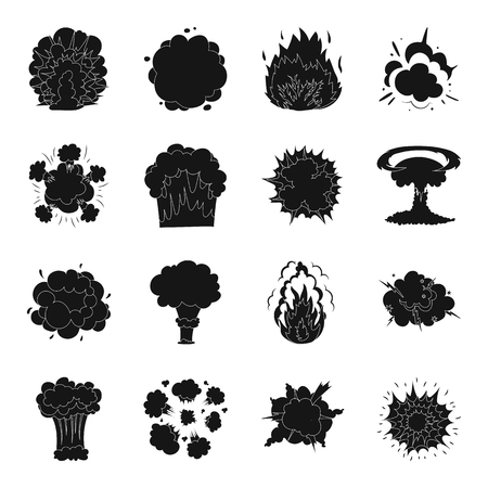 Explosions set icons in black style. Big collection of explosions vector symbol stock illustrationのイラスト素材
