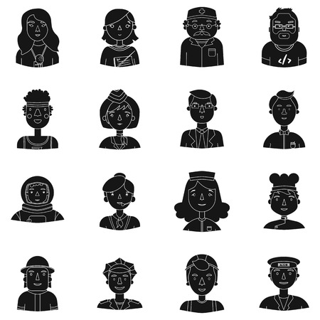 People of different profession set icons in black style. Big collection of people of different profession vector symbol stock illustrationのイラスト素材