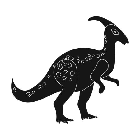 Dinosaur Parasaurolophus icon in black style isolated on white background. Dinosaurs and prehistoric symbol stock vector illustration.のイラスト素材