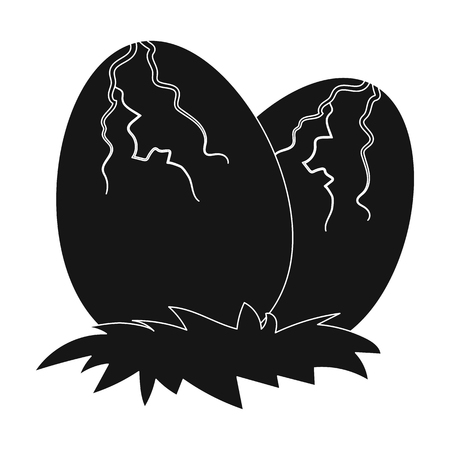 Eggs of dinosaur icon in black style isolated on white background. Dinosaurs and prehistoric symbol stock vector illustration.のイラスト素材
