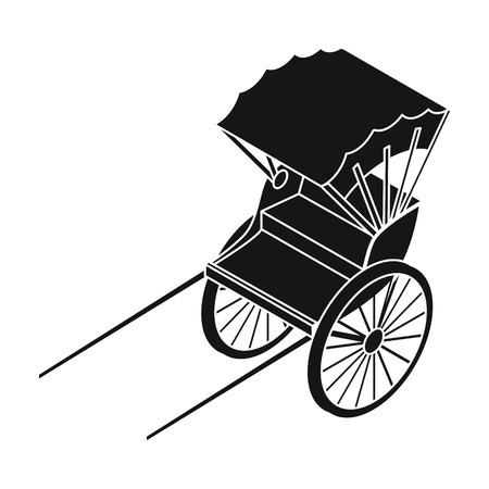 Rickshaw icon in black style isolated on white background. Transportation symbol stock vector illustration.のイラスト素材