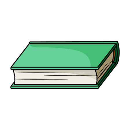 Green book icon in cartoon style isolated on white background. Books symbol stock vector illustration.のイラスト素材