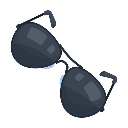 Aviator sunglasses icon in cartoon style isolated on white background. Police symbol stock vector illustration.のイラスト素材