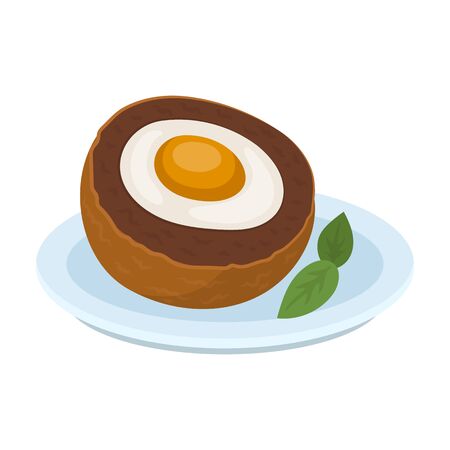 Scotch eggs icon in cartoon style isolated on white background. Scotland country symbol stock vector illustration.のイラスト素材