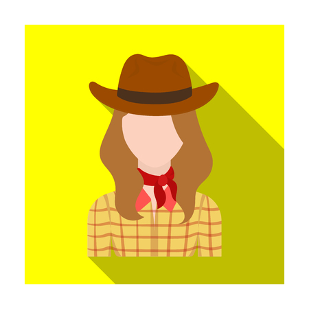 Cowgirl icon in flat style isolated on white background. Rodeo symbol stock vector illustration.のイラスト素材