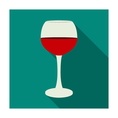 Glass of red wine icon in flat style isolated on white background. Wine production symbol stock vector illustration.のイラスト素材
