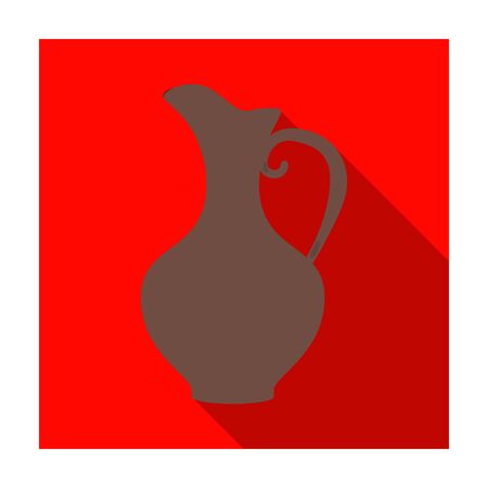 Clay jug of wine icon in flat style isolated on white background. Wine production symbol stock vector illustration.のイラスト素材