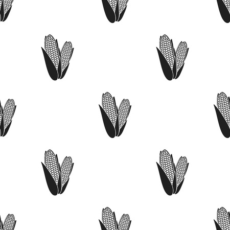 Sweet corn icon in black style isolated on white background. Canadian Thanksgiving Day pattern stock vector illustration.のイラスト素材