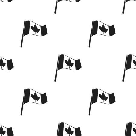 Canadian flag icon in black style isolated on white background. Canadian Thanksgiving Day pattern stock vector illustration.のイラスト素材