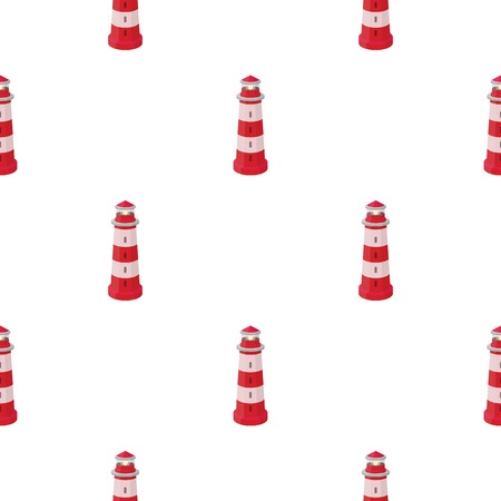 Lighthouse icon in cartoon style isolated on white background. Light source pattern stock vector illustrationのイラスト素材
