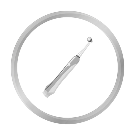 Electric toothbrush icon in monochrome style isolated on white background. Dental care symbol stock vector illustration.のイラスト素材