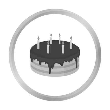 Chocolate cake icon in monochrome style isolated on white background. Cakes symbol stock vector illustration.のイラスト素材