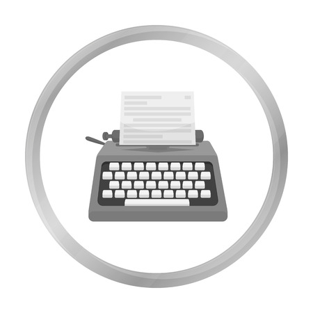 Typewriter icon in monochrome style isolated on white background. Films and cinema symbol stock vector illustration.のイラスト素材