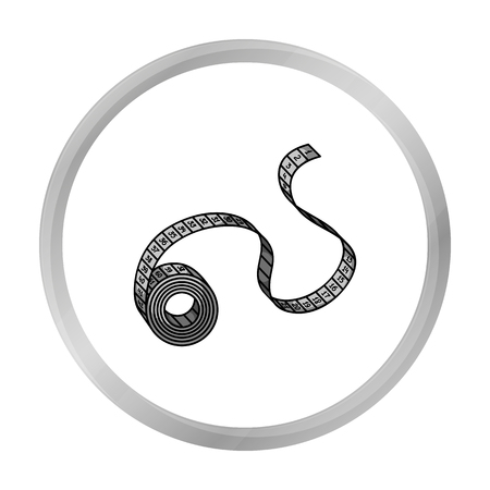 Measuring tape icon in monochrome style isolated on white background. Sport and fitness symbol stock vector illustration.のイラスト素材