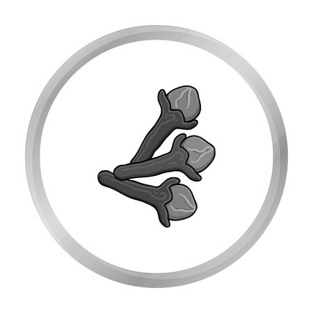 Clove icon in monochrome style isolated on white background. Herb an spices symbol stock vector illustration.のイラスト素材