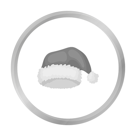 Christmas cap icon in monochrome style isolated on white background. Hats symbol stock vector illustration.のイラスト素材