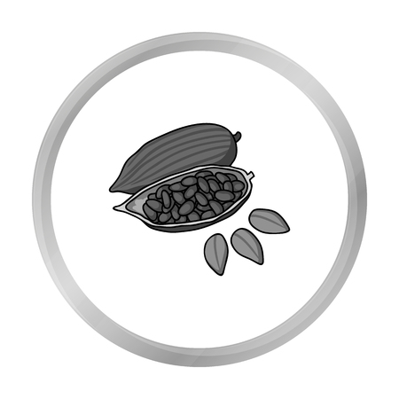 Roasted cacao beans icon in monochrome style isolated on white background. Herb an spices symbol stock vector illustration.のイラスト素材