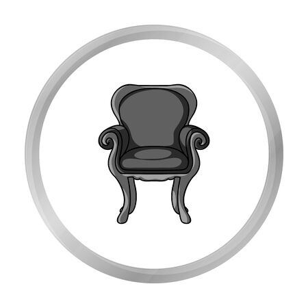 Wing-back chair icon in monochrome style isolated on white background. Furniture and home interior symbol stock vector illustration.のイラスト素材