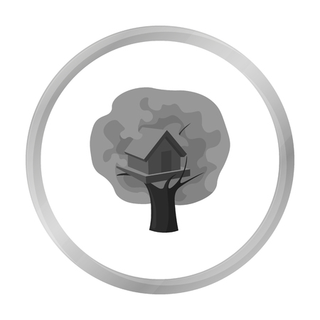 Tree house icon in monochrome style isolated on white background. Play garden symbol stock vector illustration.のイラスト素材