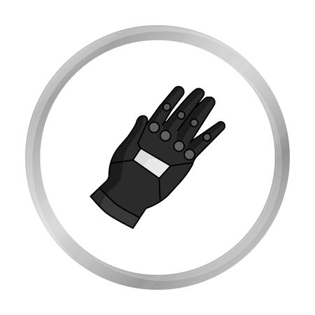 Virtual reality glove controller icon in monochrome style isolated on white background. Virtual reality symbol stock vector illustration.のイラスト素材