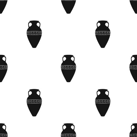 Greece amphora icon in black style isolated on white background. Greece pattern vector illustration.のイラスト素材