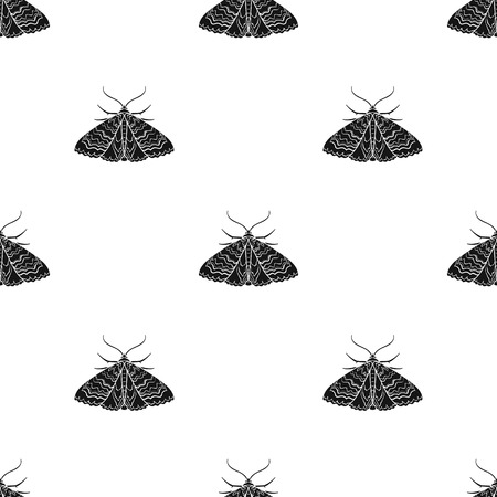 Moth icon in black design isolated on white background. Insects pattern stock vector illustration.のイラスト素材