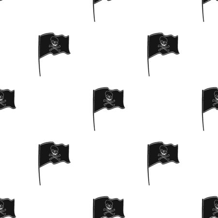Pirate flag icon in black style isolated on white background. Pirates pattern vector illustration.のイラスト素材