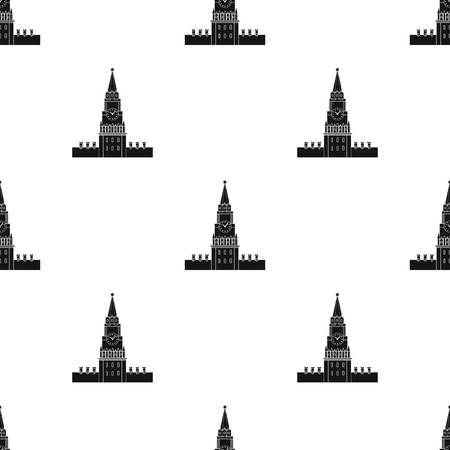 Kremlin icon in black design isolated on white background. Russian country pattern stock vector illustration.のイラスト素材