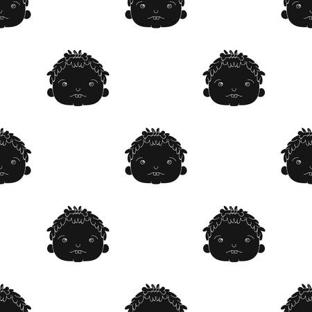 Cavechild face icon in black style isolated on white background. Stone age pattern vector illustration.のイラスト素材