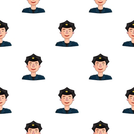 Policeman icon in cartoon style isolated on white background. People of different profession pattern vector illustration.のイラスト素材