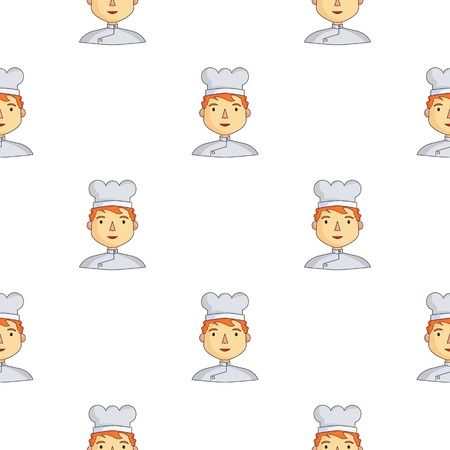 Chef icon in cartoon style isolated on white background. People of different profession pattern vector illustration.のイラスト素材
