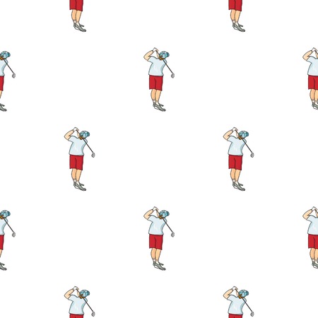 Golfer after kick icon in cartoon style isolated on white background. Golf club symbol vector illustration.のイラスト素材