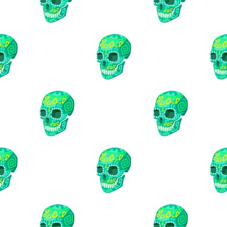 Mexican calavera skull icon in cartoon style isolated on white background. Mexico country pattern stock vector illustration.のイラスト素材