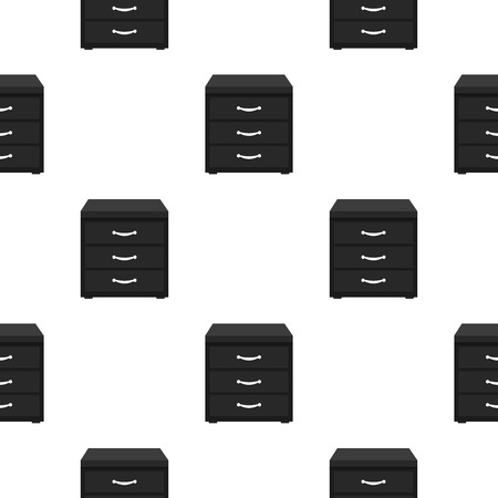 Office filing cabinet icon in cartoon style isolated on white background. Office furniture and interior pattern stock vector illustration.のイラスト素材