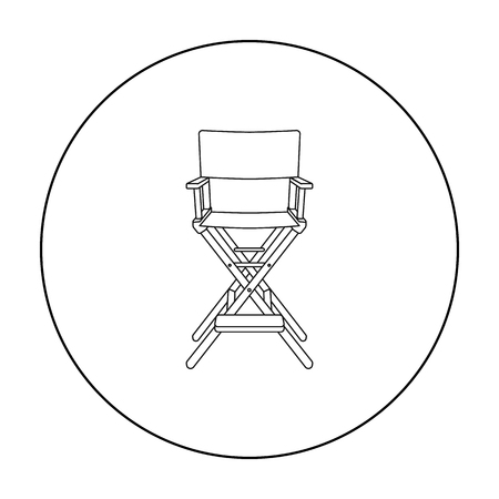 Directors chair icon in outline style isolated on white background. Films and cinema symbol stock vector illustration.のイラスト素材