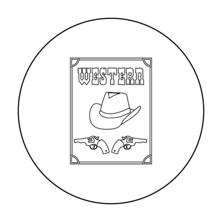 Western movie icon in outline style isolated on white background. Films and cinema symbol stock vector illustration.のイラスト素材