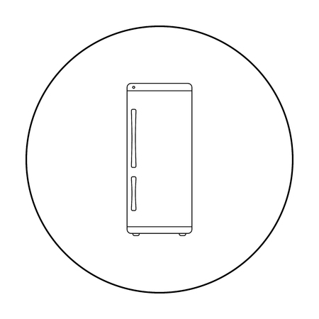 Refrigerator icon in outline style isolated on white background. Household appliance symbol stock vector illustration.のイラスト素材
