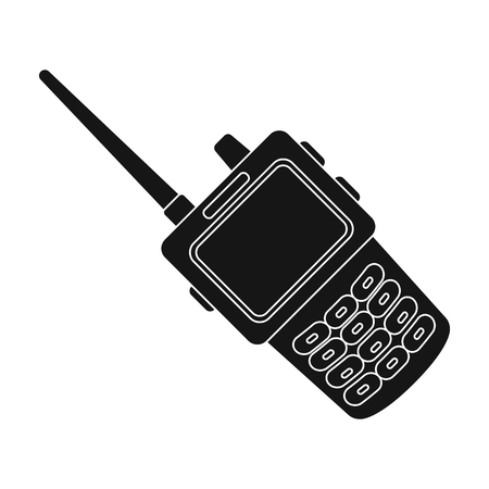 Handheld transceiver icon in black style isolated on white background. Police symbol stock vector illustration.のイラスト素材