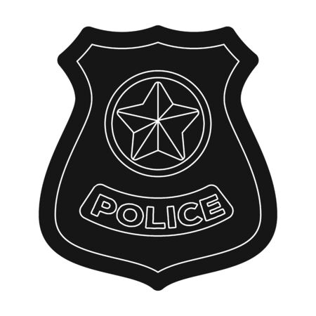 Police badge icon in black style isolated on white background. Police symbol stock vector illustration.のイラスト素材
