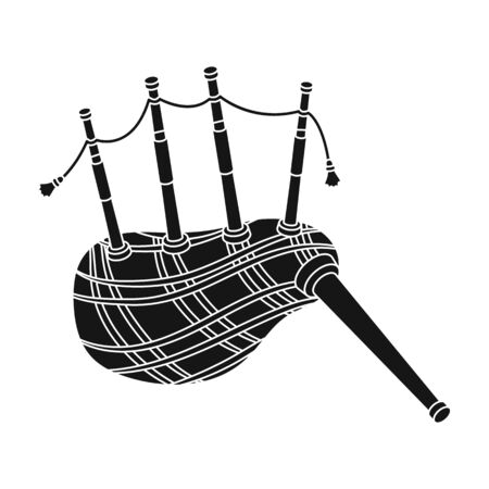 Scottish bagpipes icon in black style isolated on white background. Scotland country symbol stock vector illustration.のイラスト素材
