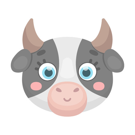 Cow muzzle icon in cartoon style isolated on white background. Animal muzzle symbol stock vector illustration.のイラスト素材
