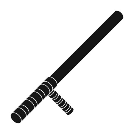 Police baton icon in black style isolated on white background. Police symbol stock vector illustration.のイラスト素材