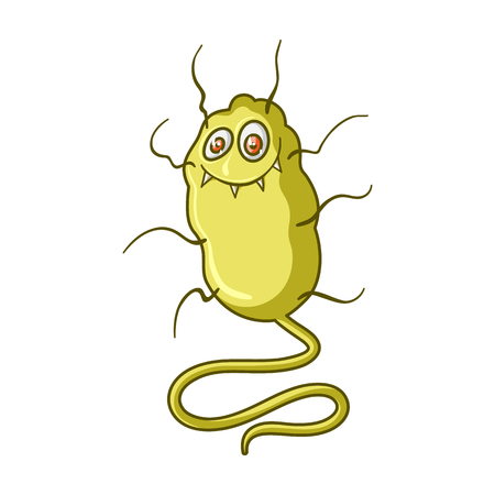 Yellow virus icon in cartoon style isolated on white background. Viruses and bacteries symbol stock vector illustration.のイラスト素材