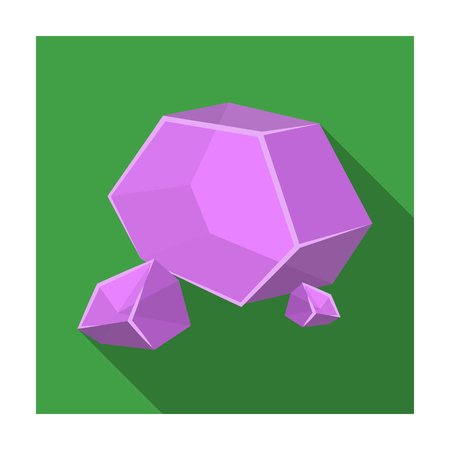 Purple rough gemstone icon in flat style isolated on white background. Precious minerals and jeweler symbol stock vector illustration.のイラスト素材