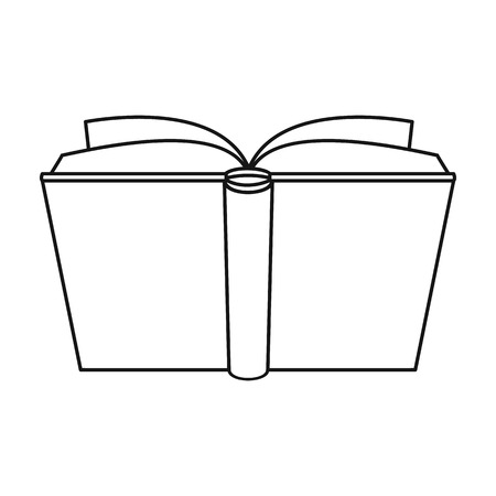 Blue opened book icon in outline style isolated on white background. Books symbol stock vector illustration.のイラスト素材
